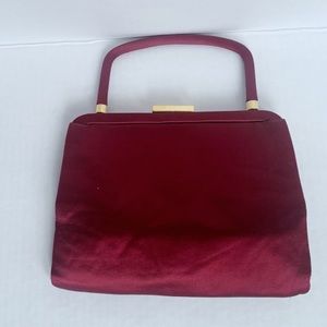 Vintage Neiman Marcus Satin Wine Evening Handbag